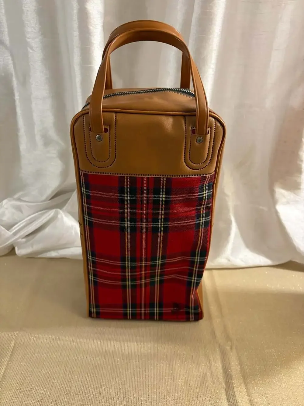 Vintage King-Seeley Thermos Brand Picnic Carrying Case in Red Tartan Plaid